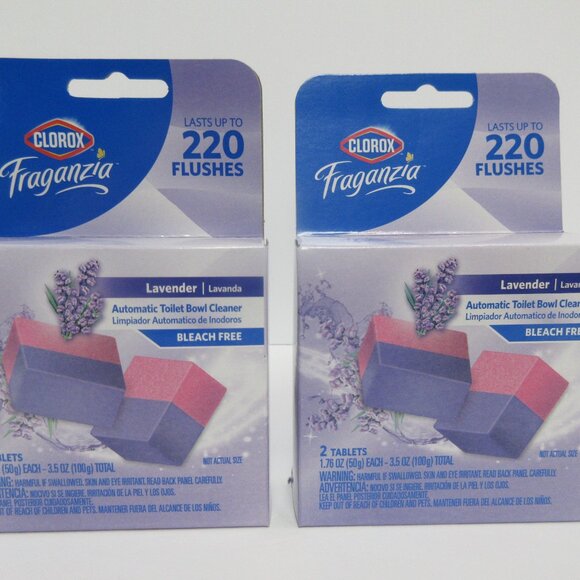 Clorox Automatic Toilet Bowl Cleaner Lavender Bleach Free Up To 220 Flushes (X2) - Picture 2 of 3